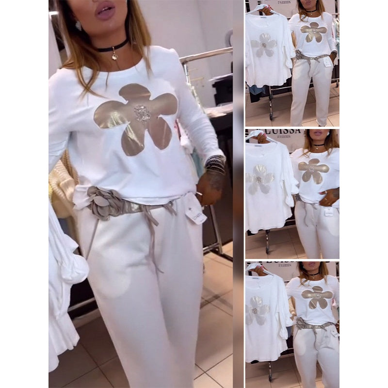 💖LAST DAY SALE 63% OFF💖💐Women's Flower Print Crew Neck Top