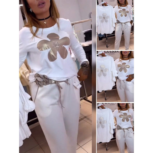 💖LAST DAY SALE 63% OFF💖💐Women's Flower Print Crew Neck Top