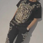 ⏳Big price reduction！ 💥Casual Printed Top Drawstring Pants 2-Piece Set（The more you buy, the higher the discount）