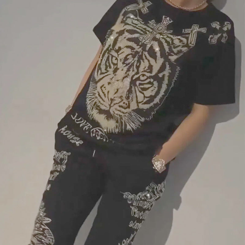 ⏳Big price reduction！ 💥Casual Printed Top Drawstring Pants 2-Piece Set（The more you buy, the higher the discount）