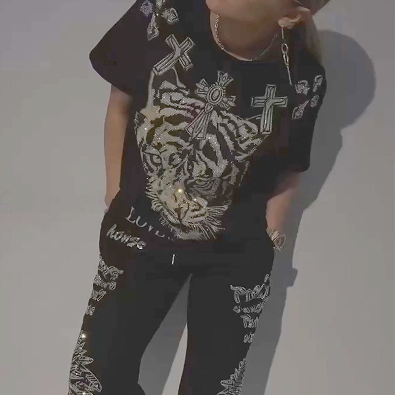 ⏳Big price reduction！ 💥Casual Printed Top Drawstring Pants 2-Piece Set（The more you buy, the higher the discount）