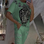 ⏳Big price reduction！ 💥Casual Printed Top Drawstring Pants 2-Piece Set（The more you buy, the higher the discount）