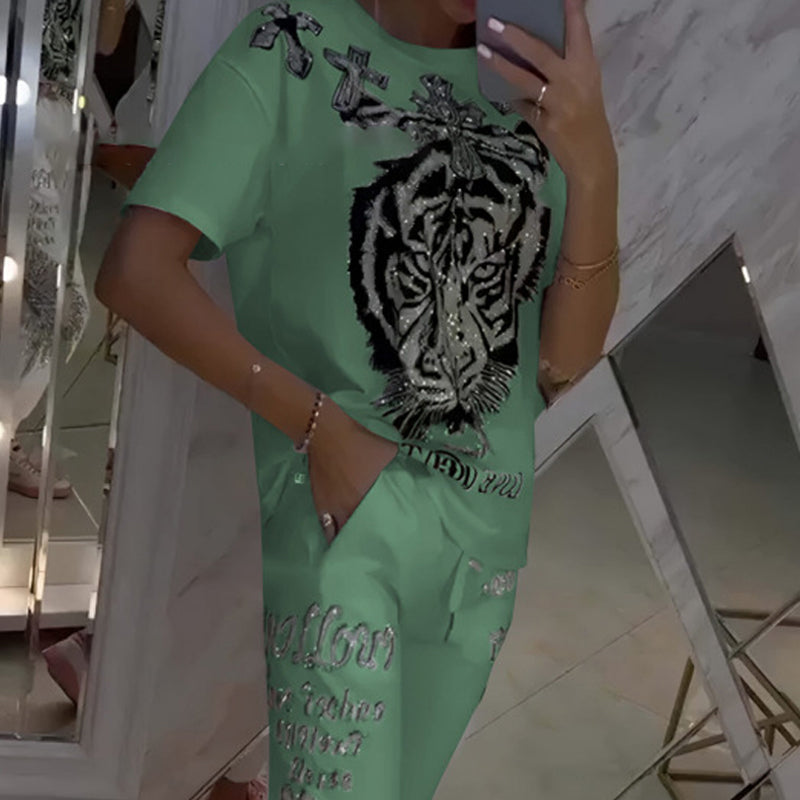 ⏳Big price reduction！ 💥Casual Printed Top Drawstring Pants 2-Piece Set（The more you buy, the higher the discount）