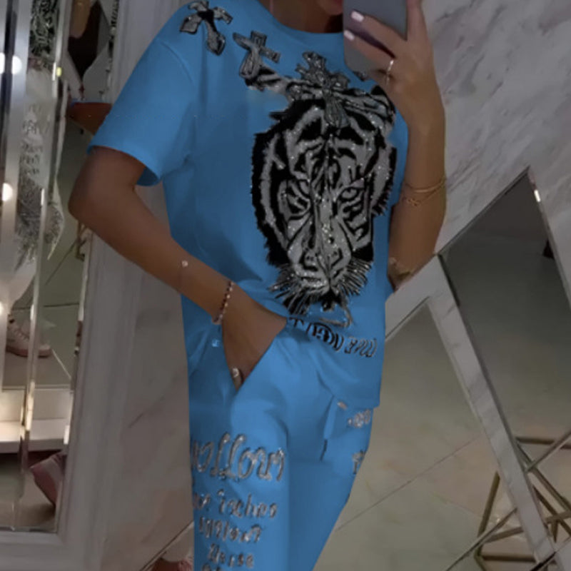 ⏳Big price reduction！ 💥Casual Printed Top Drawstring Pants 2-Piece Set（The more you buy, the higher the discount）