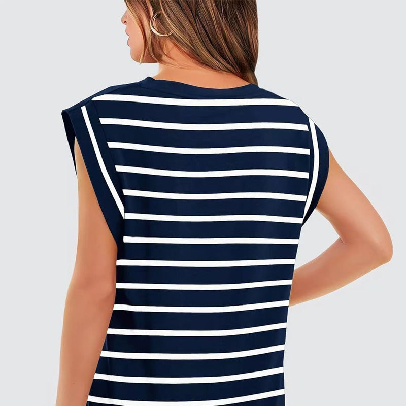 💖Limited Sale 50% OFF💖Women's Fashionable Versatile Striped Sleeveless Top