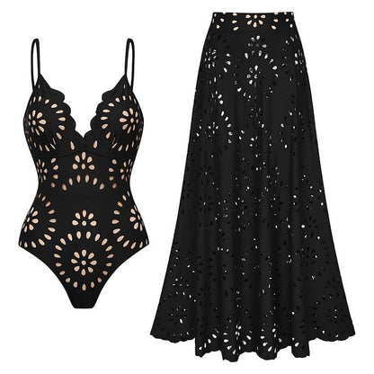 🌸Women’s Sexy One Piece Swimsuit with Matching Swim Long Skirt💕