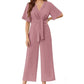 💖LAST DAY SALE 57% OFF💖Women's Elegant V-Neck Wide Leg Waist Tie Jumpsuit