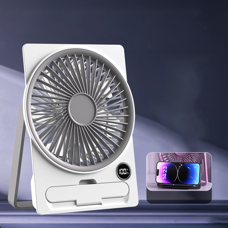 Potente ventilador de tarjeta delgada de Breeze - Solicitud de 6 velocidades, carga USB y teléfono celular