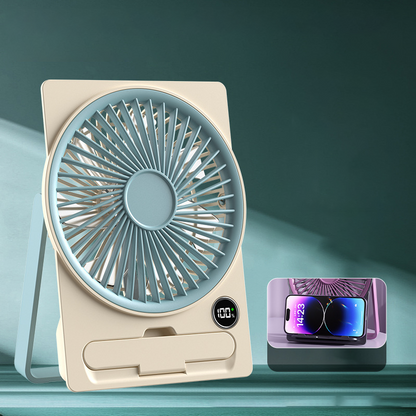 Potente ventilador de tarjeta delgada de Breeze - Solicitud de 6 velocidades, carga USB y teléfono celular