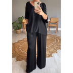 ⏳Time-limited Special⏰Loose Satin Women's Top & Pants Set
