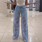 ⏳Time-limited Special⏰Fashion Lace Patchwork Denim Jeans