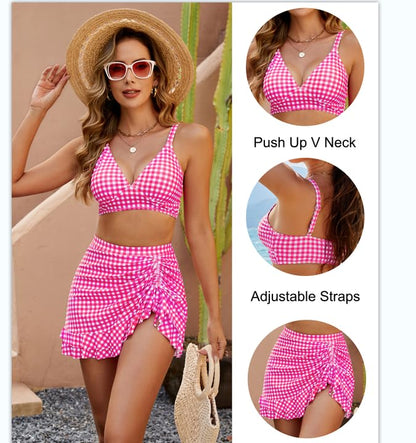 🏝️2025 Summer Hot Sale 68% OFF🌊Gingham High Waisted Tummy Control Bikini Sets👙