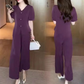 ⏳Time-limited Special⏰V-Neck Short Sleeve Top & Matching Wide-Leg Pants (2-Piece Set)