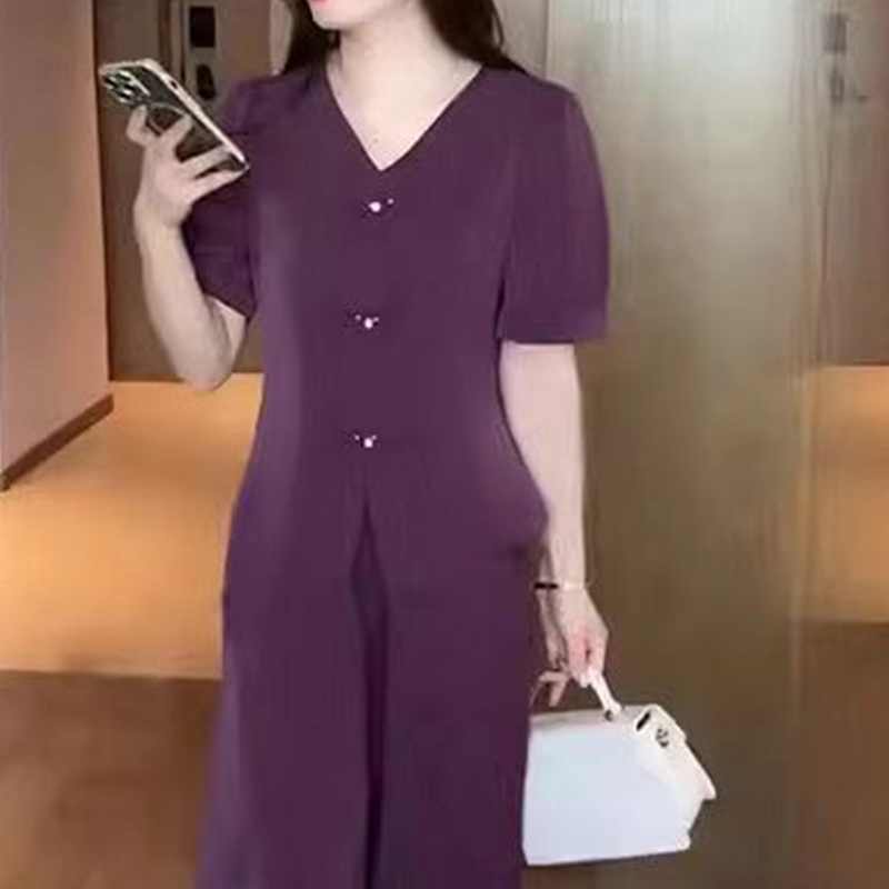 ⏳Time-limited Special⏰V-Neck Short Sleeve Top & Matching Wide-Leg Pants (2-Piece Set)