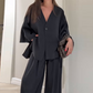 💗Summer Specials✨Women's Elegance V-Neck Top & Wide-Leg Pants Set