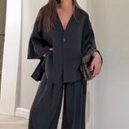💗Summer Specials✨Women's Elegance V-Neck Top & Wide-Leg Pants Set