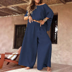 ⏳Time-limited Special💕Women's Causal Off Shoulder Top ＆ Wide-Leg Pants Two-Piece Set