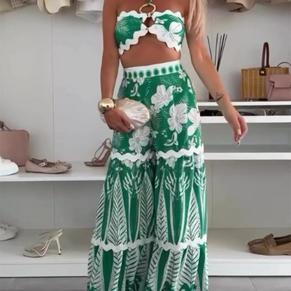 💗Summer Specials✨Women’s Bikini Top & Printed Wide-Leg Pants 2 PCS Set