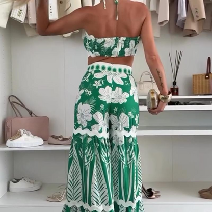 💗Summer Specials✨Women’s Bikini Top & Printed Wide-Leg Pants 2 PCS Set