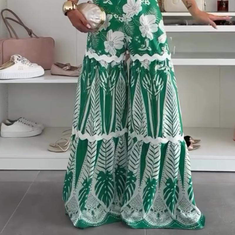 💗Summer Specials✨Women’s Bikini Top & Printed Wide-Leg Pants 2 PCS Set
