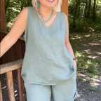 🏖️🎊Summer Specials🌴Women's Casual V-Neck Sleeveless Top & Shorts Set