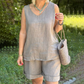 🏖️🎊Summer Specials🌴Women's Casual V-Neck Sleeveless Top & Shorts Set