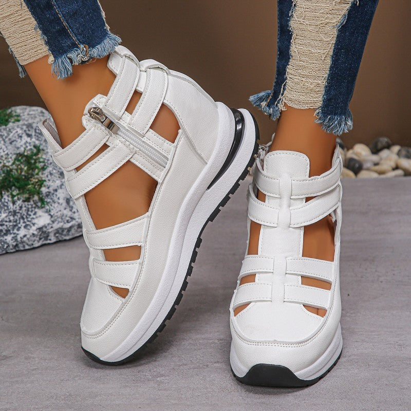 🏖️Summer Hot 🌼Women's Fashion Breathable Wedge Sandals with Side Zipper Closure