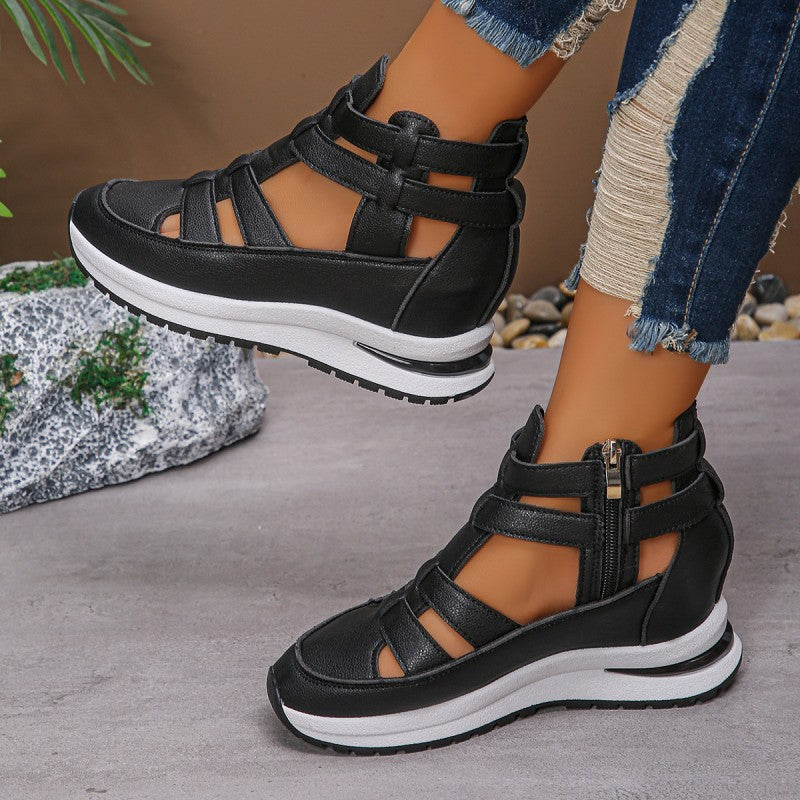 🏖️Summer Hot 🌼Women's Fashion Breathable Wedge Sandals with Side Zipper Closure