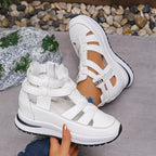 🏖️Summer Hot 🌼Women's Fashion Breathable Wedge Sandals with Side Zipper Closure