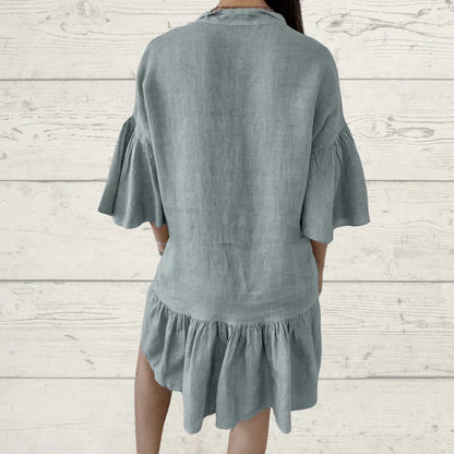 ⏳Time-limited Special⏰Women's Casual V-Neck Ruffle Shirt Dress
