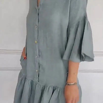 ⏳Time-limited Special⏰Women's Casual V-Neck Ruffle Shirt Dress