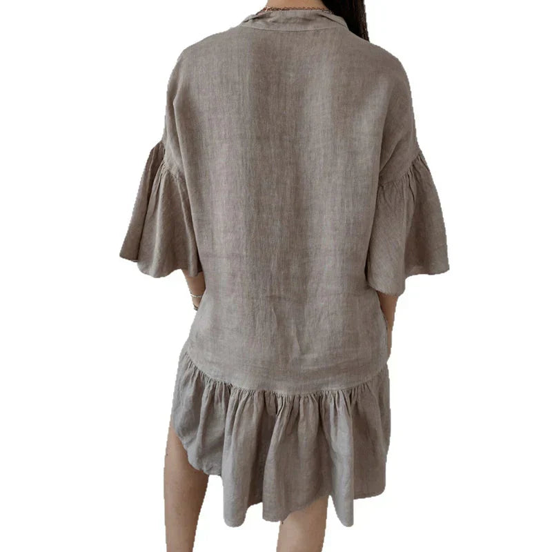 ⏳Time-limited Special⏰Women's Casual V-Neck Ruffle Shirt Dress