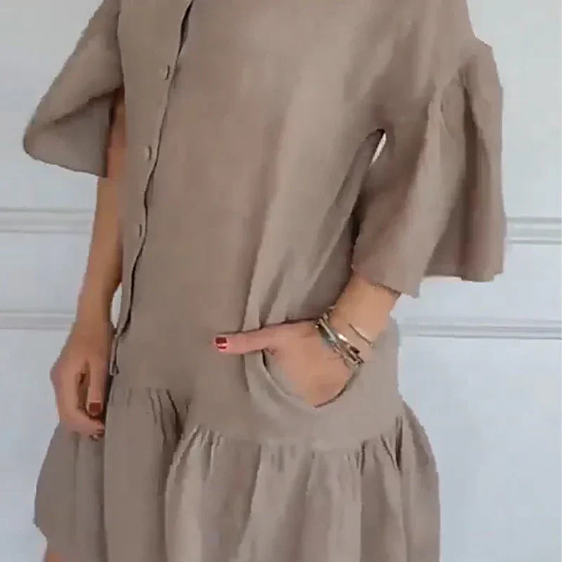 ⏳Time-limited Special⏰Women's Casual V-Neck Ruffle Shirt Dress