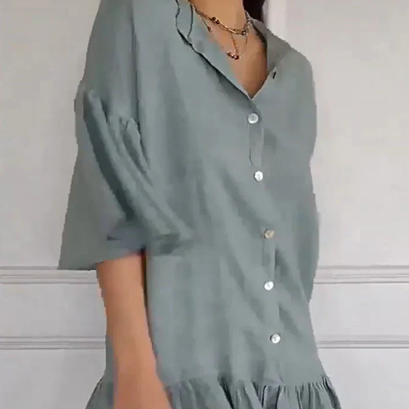 ⏳Time-limited Special⏰Women's Casual V-Neck Ruffle Shirt Dress