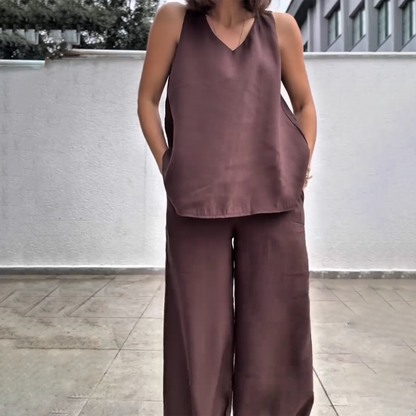💗Summer Specials✨Women’s Sleeveless Top & Wide-Leg Pants Set