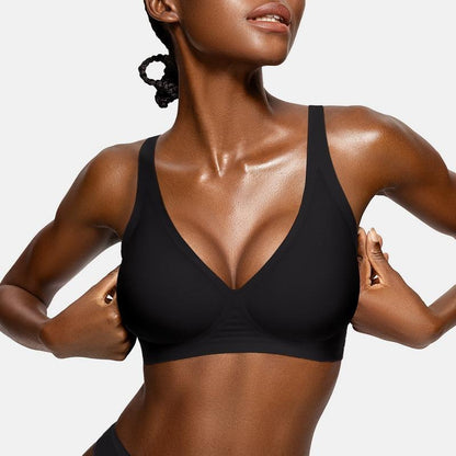 Womens Comfortable Wireless Bras Push Up Bralettes Seamless Tshirts Bras Deep V Everyday Bras