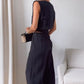Sleeveless V-Neck Pleated Top and Wide-Leg Pants Set