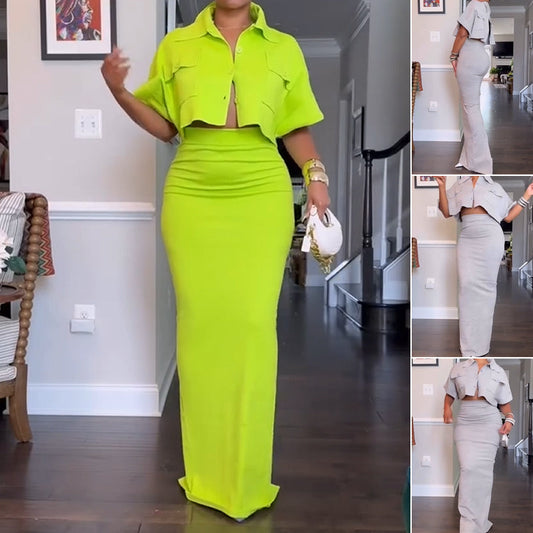 ⏳Time-limited Special⏰Women's Crop Top Maxi Skirt 2-Piece Set
