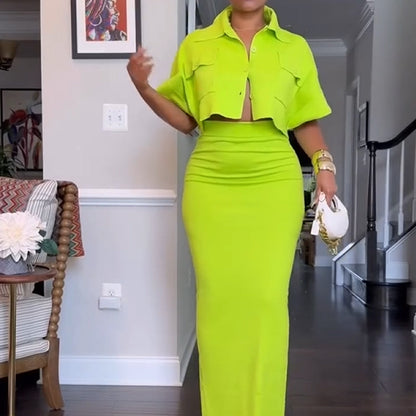 ⏳Time-limited Special⏰Women's Crop Top Maxi Skirt 2-Piece Set