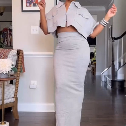 ⏳Time-limited Special⏰Women's Crop Top Maxi Skirt 2-Piece Set