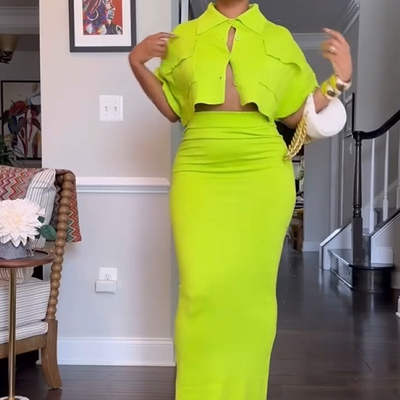 ⏳Time-limited Special⏰Women's Crop Top Maxi Skirt 2-Piece Set