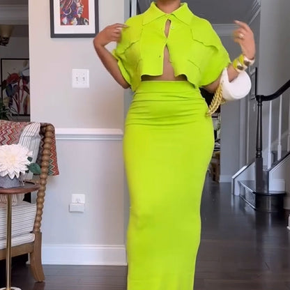 ⏳Time-limited Special⏰Women's Crop Top Maxi Skirt 2-Piece Set