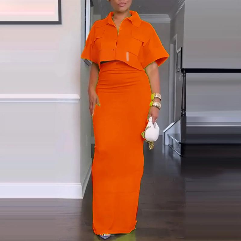 ⏳Time-limited Special⏰Women's Crop Top Maxi Skirt 2-Piece Set
