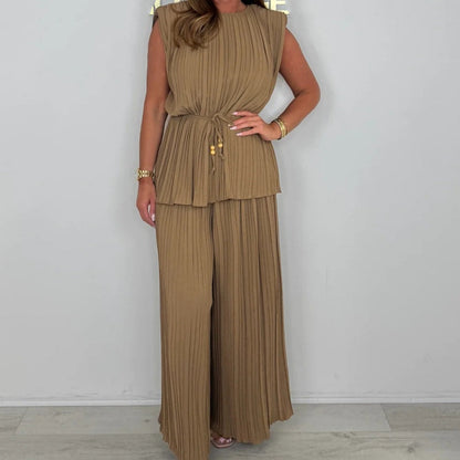 ⏳Time-limited Special⏰Women's Sleeveless Belted Top & Long Pants Set