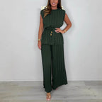 ⏳Time-limited Special⏰Women's Sleeveless Belted Top & Long Pants Set