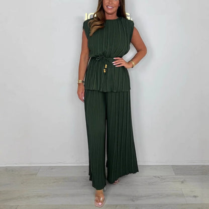 ⏳Time-limited Special⏰Women's Sleeveless Belted Top & Long Pants Set