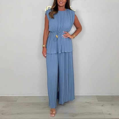 ⏳Time-limited Special⏰Women's Sleeveless Belted Top & Long Pants Set