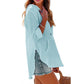 ✨2025 Hot Sale⌛Women's Oversized Hooded Beach Cover Up - Long Sleeve V-Neck Pocket Shirt