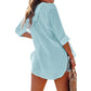 ✨2025 Hot Sale⌛Women's Oversized Hooded Beach Cover Up - Long Sleeve V-Neck Pocket Shirt