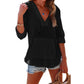 ✨2025 Hot Sale⌛Women's Oversized Hooded Beach Cover Up - Long Sleeve V-Neck Pocket Shirt